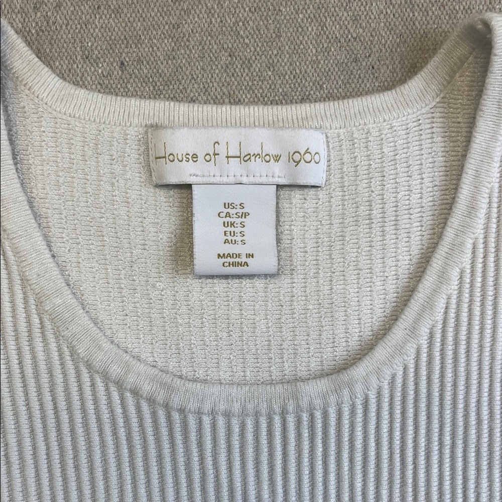 House of Harlow 1960 Cream Ribbed Cropped Tank - Picture 2 of 7